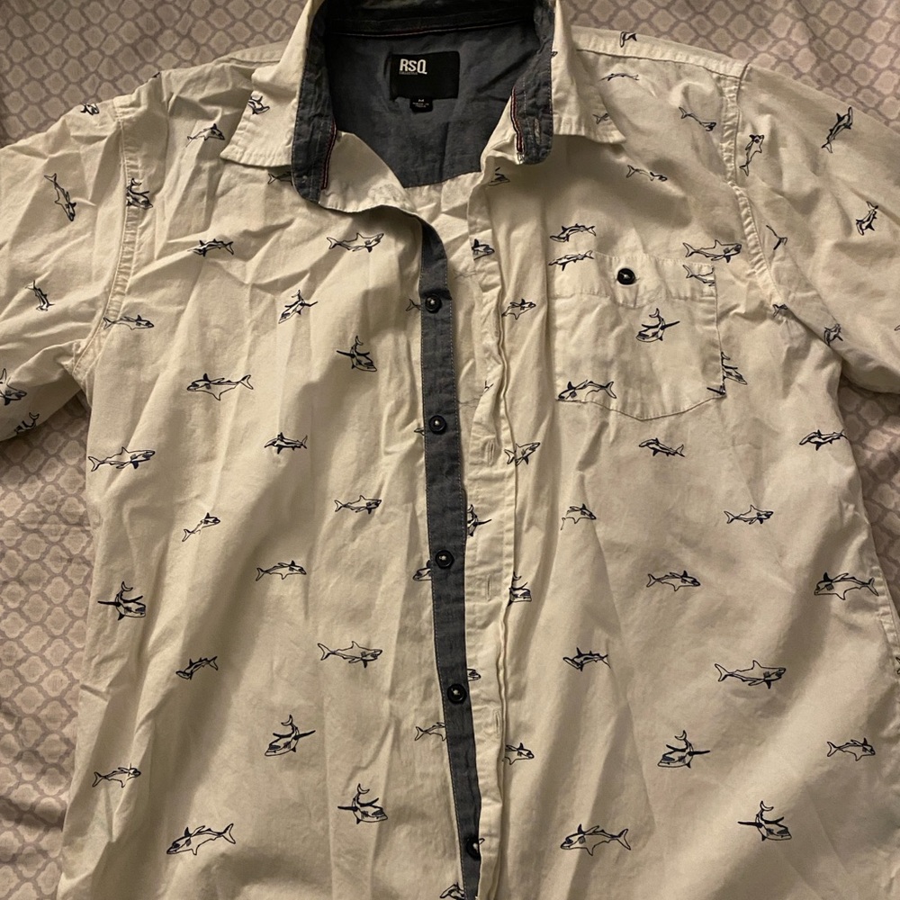 Men’s shark button down shirt